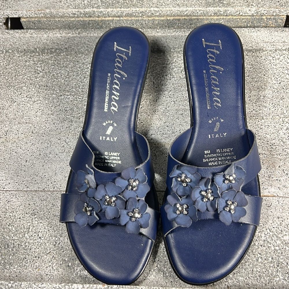 Italiana Laney Blue Wedge Sandals